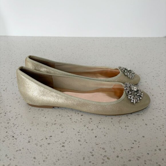 Badgley Mischka - Abella gold leather flats - Picture 5 of 13